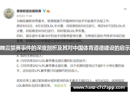 魏震禁赛事件的深度剖析及其对中国体育道德建设的启示